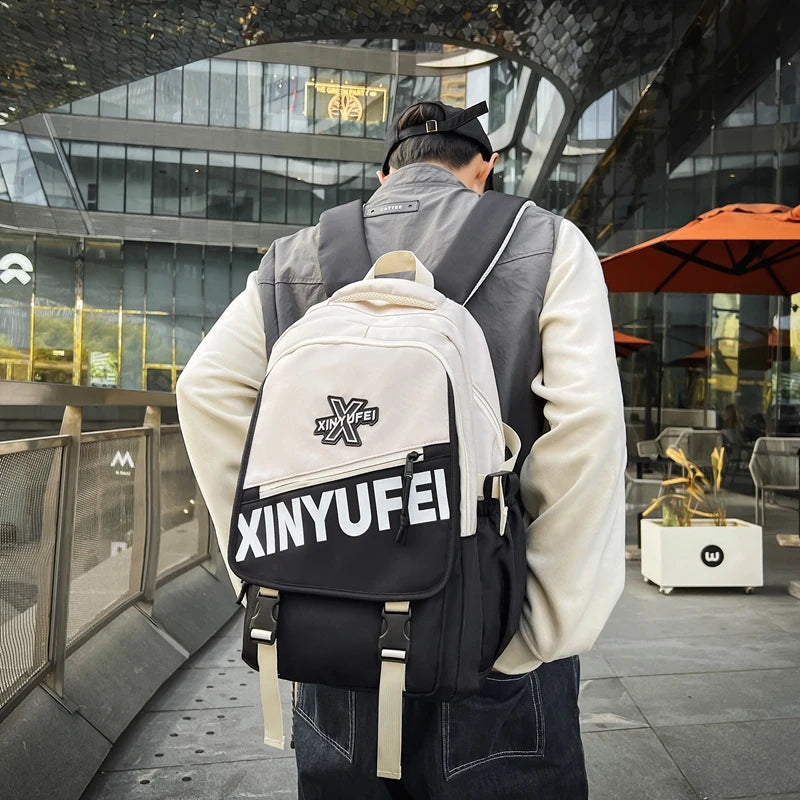 Panelled Schoolbag Big Large Capacity Travel Man Backpack Laptop Print Letter School Bags For Girls Nylon Backpacks Women
