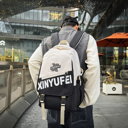 Panelled Schoolbag Big Large Capacity Travel Man Backpack Laptop Print Letter School Bags For Girls Nylon Backpacks Women