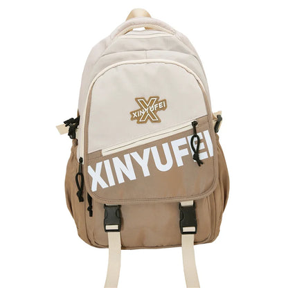 Panelled Schoolbag Big Large Capacity Travel Man Backpack Laptop Print Letter School Bags For Girls Nylon Backpacks Women