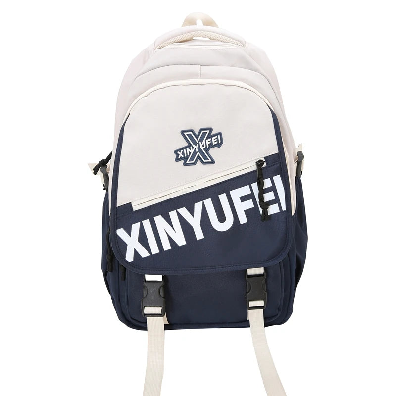 Panelled Schoolbag Big Large Capacity Travel Man Backpack Laptop Print Letter School Bags For Girls Nylon Backpacks Women