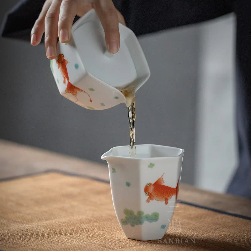 Pastel New National Fashion Kung Fu Tea Set Home Living Room Complete Set Office Reception Tureen Ceramic Gift Box