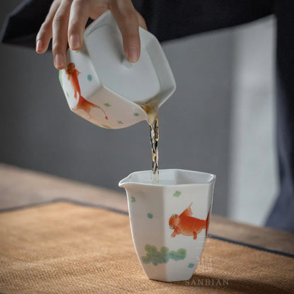 Pastel New National Fashion Kung Fu Tea Set Home Living Room Complete Set Office Reception Tureen Ceramic Gift Box