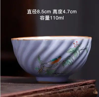 Pastel Ru Kiln Tea Cup, Ceramic Single Cup, Can Be Raised Open Pieces, Large Ru Porcelain Tea Cup, Home Tea Bowl, 2Pcs