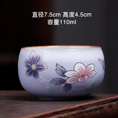 Pastel Ru Kiln Tea Cup, Ceramic Single Cup, Can Be Raised Open Pieces, Large Ru Porcelain Tea Cup, Home Tea Bowl, 2Pcs