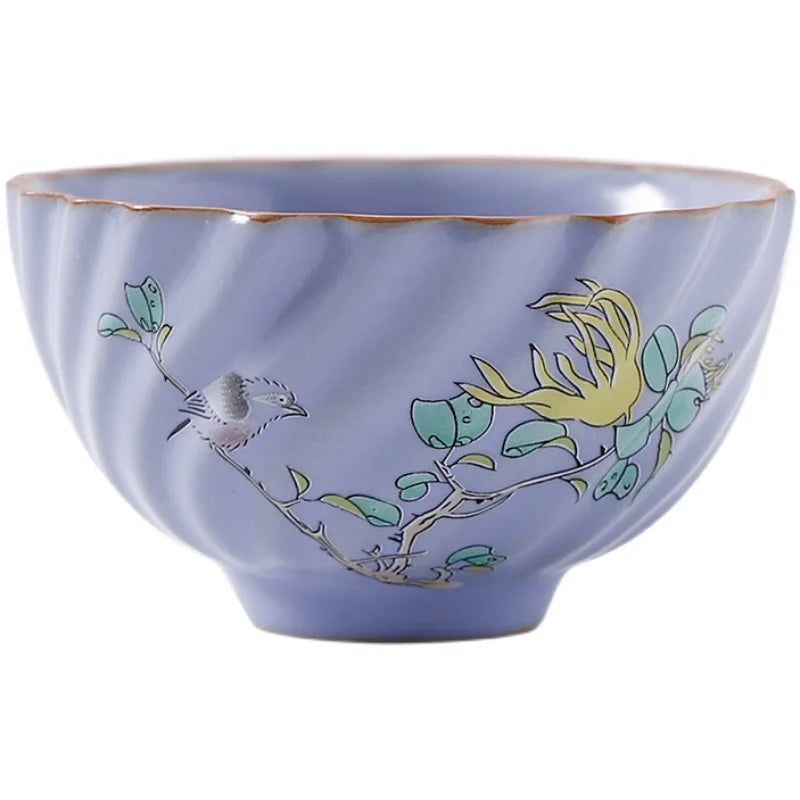 Pastel Ru Kiln Tea Cup, Ceramic Single Cup, Can Be Raised Open Pieces, Large Ru Porcelain Tea Cup, Home Tea Bowl, 2Pcs
