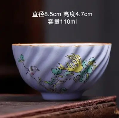 Pastel Ru Kiln Tea Cup, Ceramic Single Cup, Can Be Raised Open Pieces, Large Ru Porcelain Tea Cup, Home Tea Bowl, 2Pcs