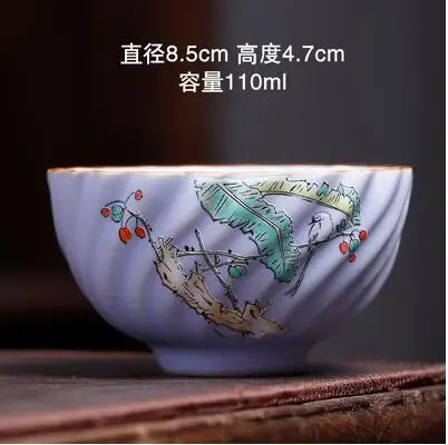 Pastel Ru Kiln Tea Cup, Ceramic Single Cup, Can Be Raised Open Pieces, Large Ru Porcelain Tea Cup, Home Tea Bowl, 2Pcs