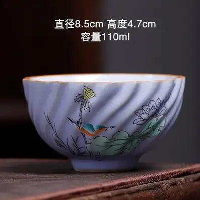 Pastel Ru Kiln Tea Cup, Ceramic Single Cup, Can Be Raised Open Pieces, Large Ru Porcelain Tea Cup, Home Tea Bowl, 2Pcs