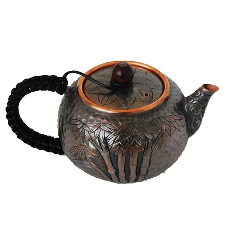 Pastoral Style Purple Copper Pots Japanese Small Metal Teapot Handmade Infuser Teapot Kung Fu Tea Table Portable Teapot Tea Set