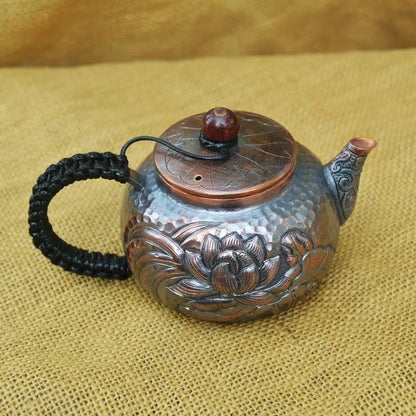 Pastoral Style Purple Copper Pots Japanese Small Metal Teapot Handmade Infuser Teapot Kung Fu Tea Table Portable Teapot Tea Set