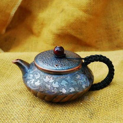 Pastoral Style Purple Copper Pots Japanese Small Metal Teapot Handmade Infuser Teapot Kung Fu Tea Table Portable Teapot Tea Set