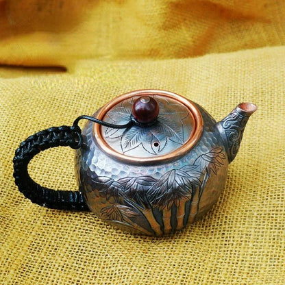 Pastoral Style Purple Copper Pots Japanese Small Metal Teapot Handmade Infuser Teapot Kung Fu Tea Table Portable Teapot Tea Set