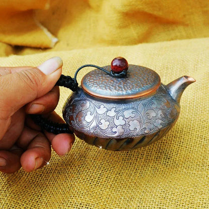 Pastoral Style Purple Copper Pots Japanese Small Metal Teapot Handmade Infuser Teapot Kung Fu Tea Table Portable Teapot Tea Set