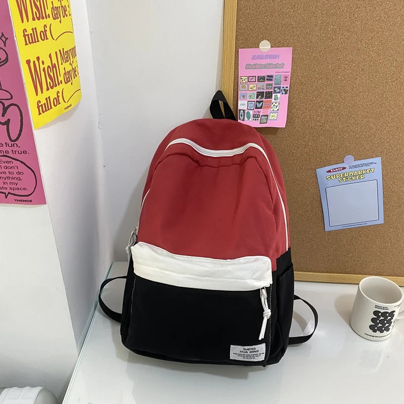 Patchwork Color School Backpack 2023 New Schoolbag For Teenage Girls Boys Mochila Casual Woman Man Travel Rucksack Bagpack