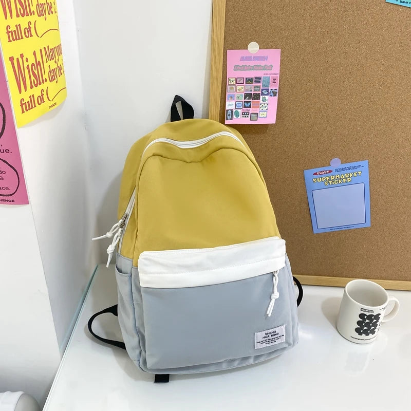 Patchwork Color School Backpack 2023 New Schoolbag For Teenage Girls Boys Mochila Casual Woman Man Travel Rucksack Bagpack