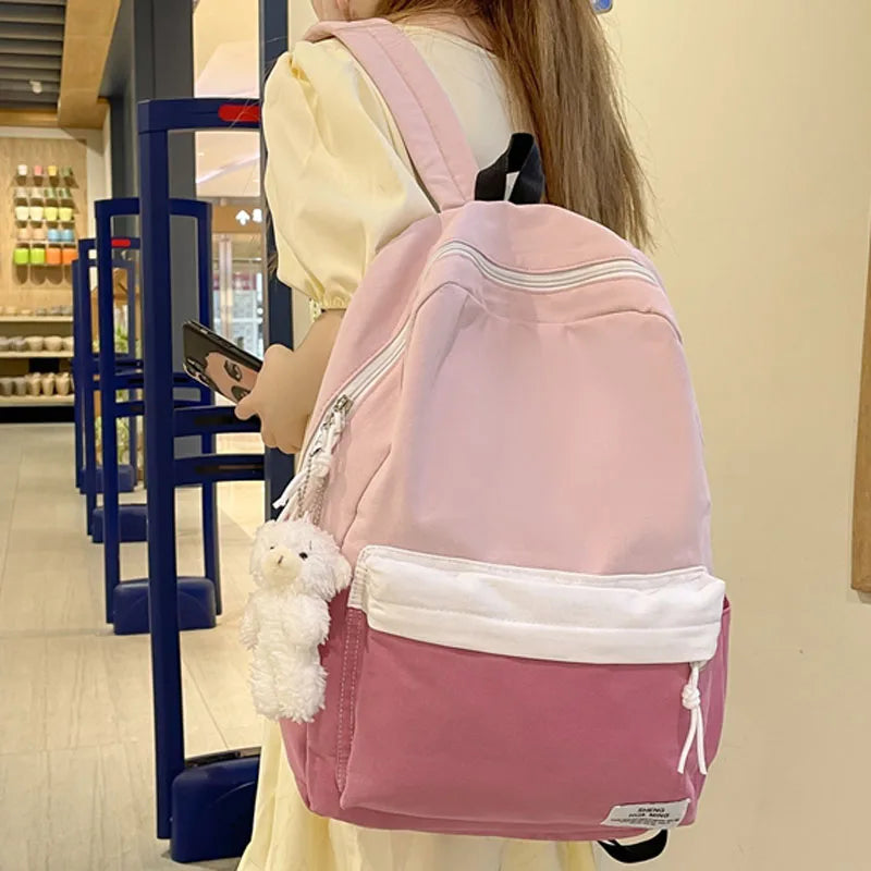 Patchwork Color School Backpack 2023 New Schoolbag For Teenage Girls Boys Mochila Casual Woman Man Travel Rucksack Bagpack