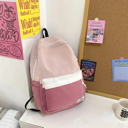 Patchwork Color School Backpack 2023 New Schoolbag For Teenage Girls Boys Mochila Casual Woman Man Travel Rucksack Bagpack
