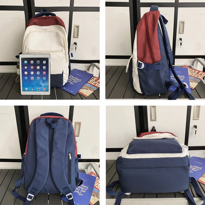 Patchwork Color Waterproof Nylon Backpack Large Capacity Travel Bag Schoolbag For Teenage Girls Boys College Student Rucksack