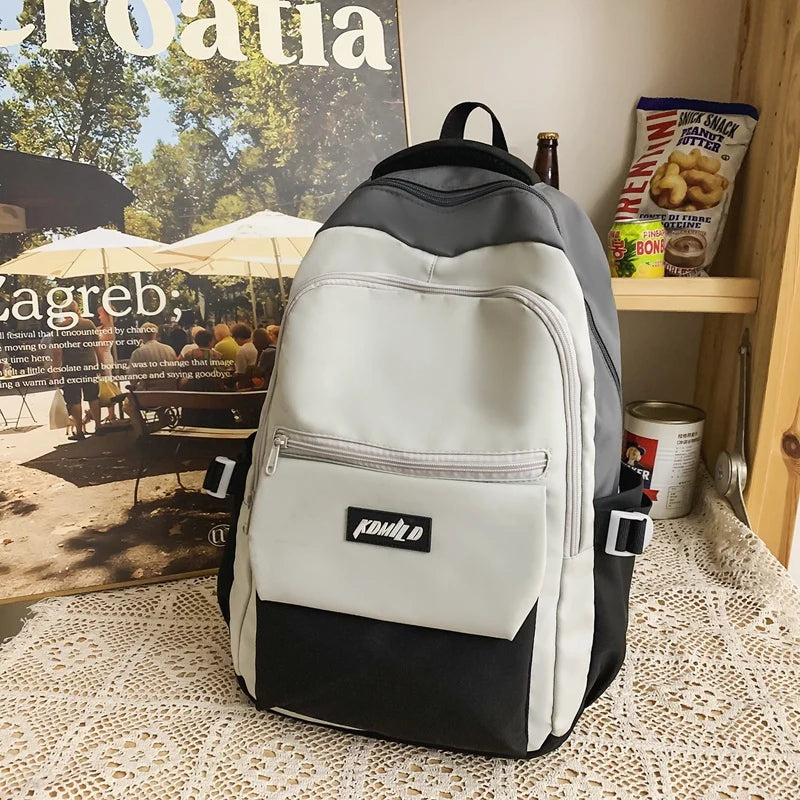 Patchwork Color Waterproof Nylon Backpack Large Capacity Travel Bag Schoolbag For Teenage Girls Boys College Student Rucksack