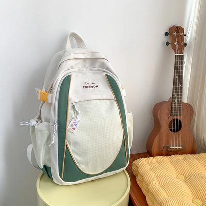 Patchwork Color Women Backpack Waterproof Nylon Travel Bag High Quality Student Bookbag Preppy Schoolbag Rucksack