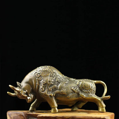 Patron saint Figurine 8 inci dinding besar jalan Perunggu Banteng dahsyat patung antik