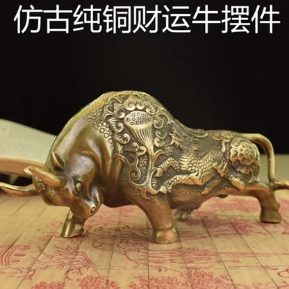 Patron saint Figurine 8 inci dinding besar jalan Perunggu Banteng dahsyat patung antik