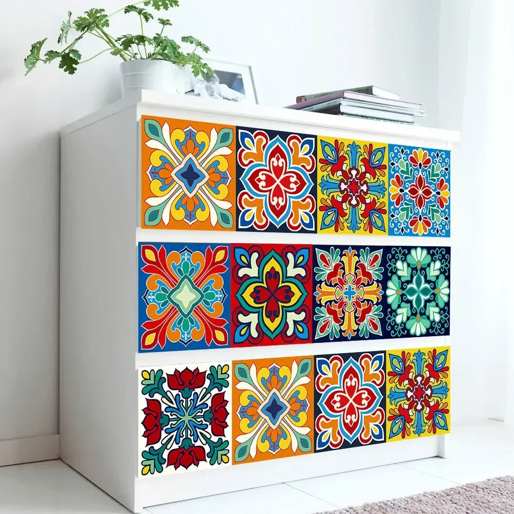 Patterned crystal hard tile stickers home renovation kitchen bathroom glass decoration self-adhesive waterproof wall stickers