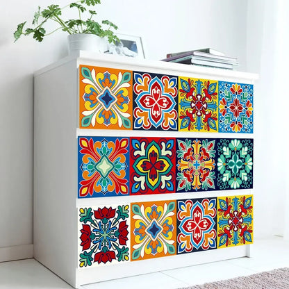 Patterned crystal hard tile stickers home renovation kitchen bathroom glass decoration self-adhesive waterproof wall stickers
