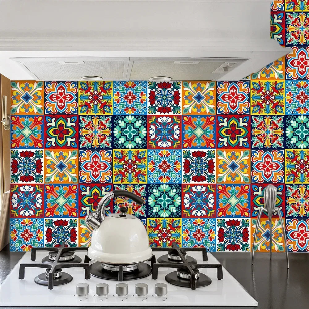 Patterned crystal hard tile stickers home renovation kitchen bathroom glass decoration self-adhesive waterproof wall stickers