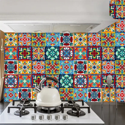 Patterned crystal hard tile stickers home renovation kitchen bathroom glass decoration self-adhesive waterproof wall stickers