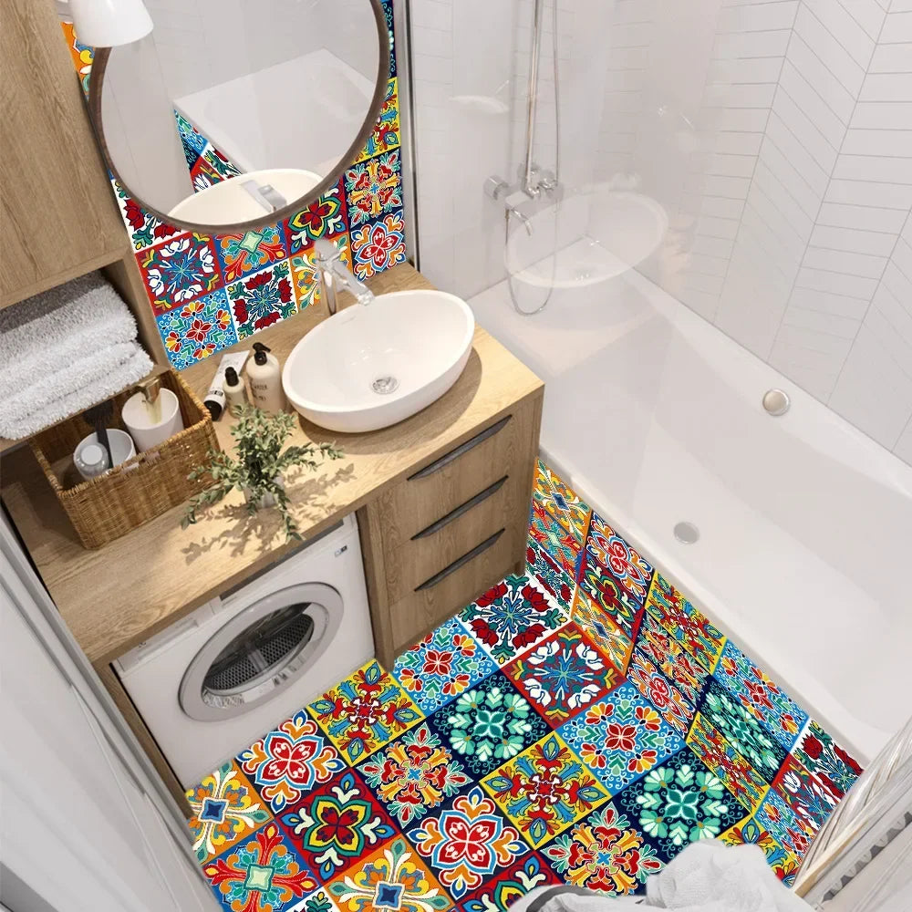 Patterned crystal hard tile stickers home renovation kitchen bathroom glass decoration self-adhesive waterproof wall stickers