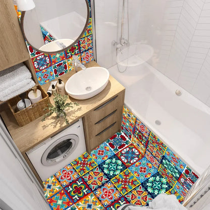 Patterned crystal hard tile stickers home renovation kitchen bathroom glass decoration self-adhesive waterproof wall stickers