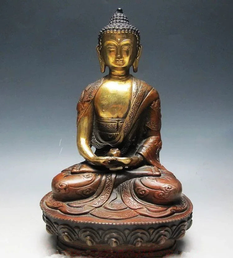 Patung BUDDHA kuningan Tibet 8.07 inci/lama, arca BODHISATTVA SAKYAMUNI BUDDHA