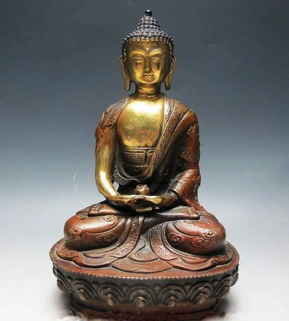 Patung BUDDHA kuningan Tibet 8.07 inci/lama, arca BODHISATTVA SAKYAMUNI BUDDHA