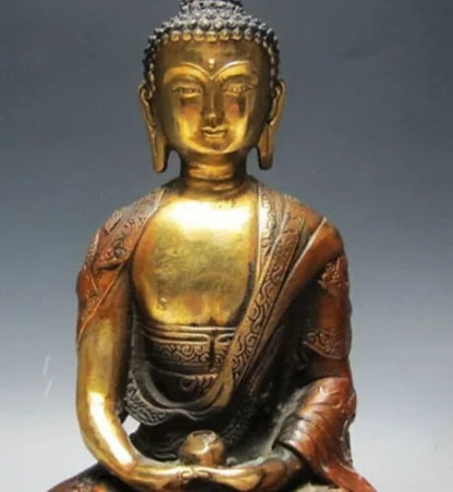 Patung BUDDHA kuningan Tibet 8.07 inci/lama, arca BODHISATTVA SAKYAMUNI BUDDHA