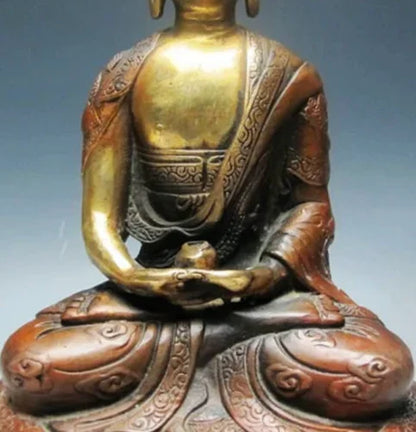 Patung BUDDHA kuningan Tibet 8.07 inci/lama, arca BODHISATTVA SAKYAMUNI BUDDHA
