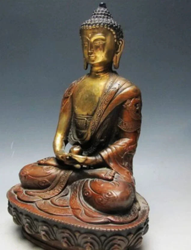 Patung BUDDHA kuningan Tibet 8.07 inci/lama, arca BODHISATTVA SAKYAMUNI BUDDHA