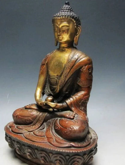 Patung BUDDHA kuningan Tibet 8.07 inci/lama, arca BODHISATTVA SAKYAMUNI BUDDHA