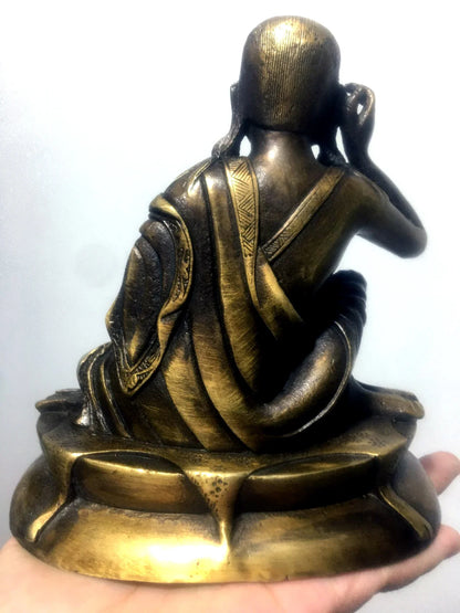 Patung Buddha Milareta Prioritas Perunggu Tibet 14Cm