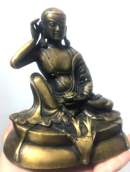 Patung Buddha Milareta Prioritas Perunggu Tibet 14Cm