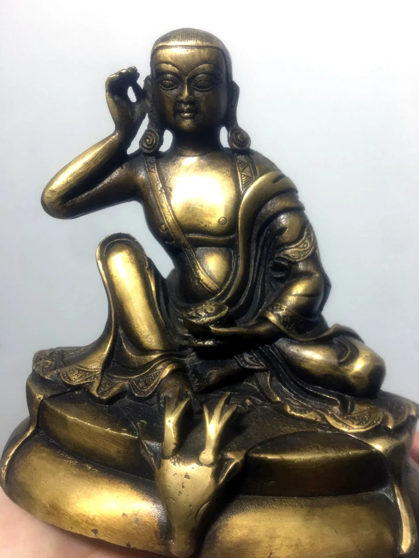 Patung Buddha Milareta Prioritas Perunggu Tibet 14Cm