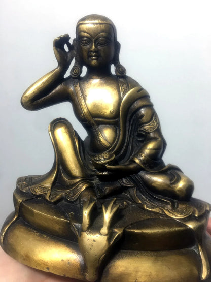 Patung Buddha Milareta Prioritas Perunggu Tibet 14Cm