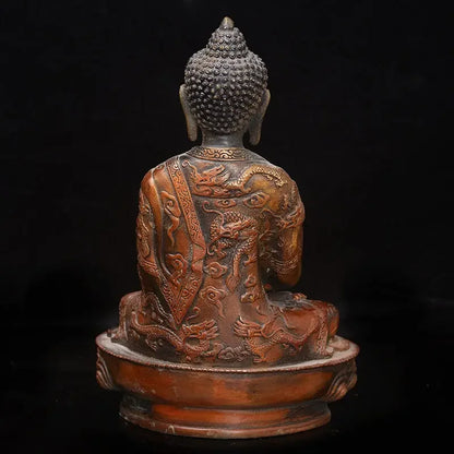 Patung Buddha sakyamuni Shakyamuni, obat Sepuh kuningan ukiran tangan tua