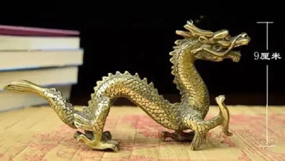 Patung Naga Ukiran Tembaga Tua Pekerjaan Tangan Tiongkok
