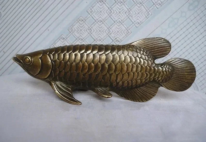 Patung Perunggu Kuningan Buatan Tangan Budaya Rakyat Tiongkok Patung Ikan