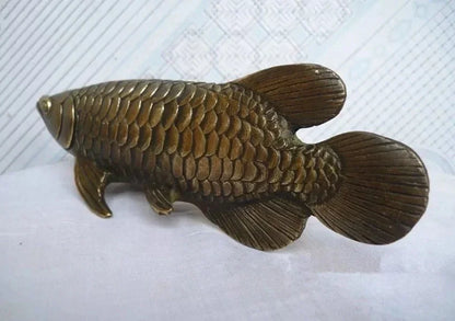 Patung Perunggu Kuningan Buatan Tangan Budaya Rakyat Tiongkok Patung Ikan