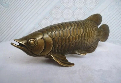 Patung Perunggu Kuningan Buatan Tangan Budaya Rakyat Tiongkok Patung Ikan