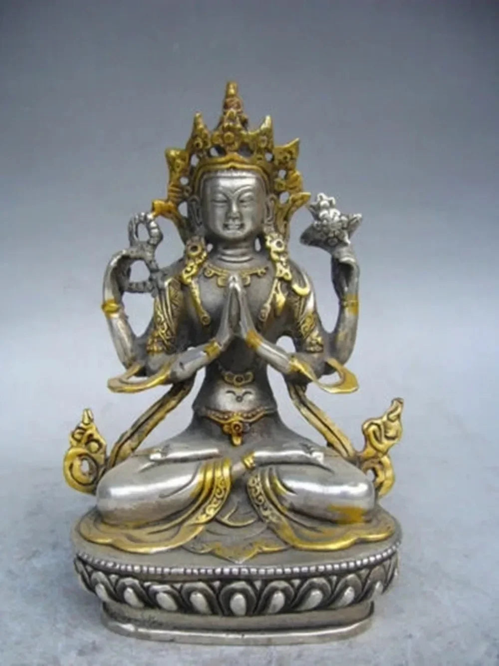 Patung Ukiran Tangan Perak Tibet Patung Buddha Buddha Tibet Patung Tara Putih