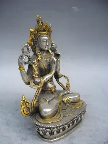 Patung Ukiran Tangan Perak Tibet Patung Buddha Buddha Tibet Patung Tara Putih