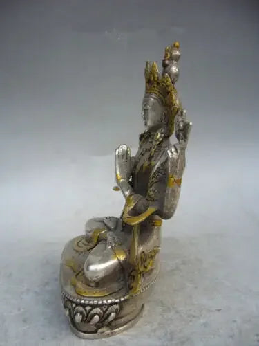 Patung Ukiran Tangan Perak Tibet Patung Buddha Buddha Tibet Patung Tara Putih